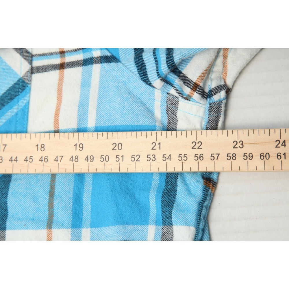 Angry Minnow Flannel Co Hamm's Beer Shirt Mens Large Blue Plaid Cotton Flannel - Picture 9 of 12